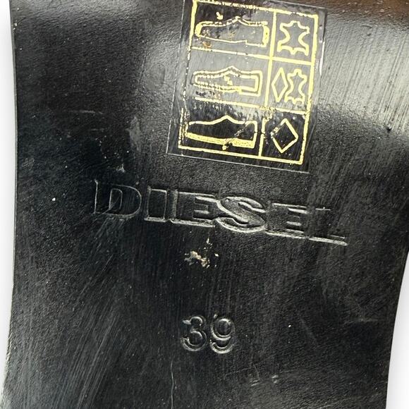 DIESEL green suede strapped buckle heeled pointed toe boots - Picture 8 of 16